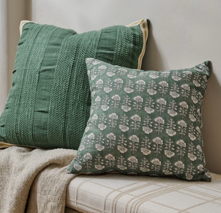 Flora Dusty Green Printed Pillow