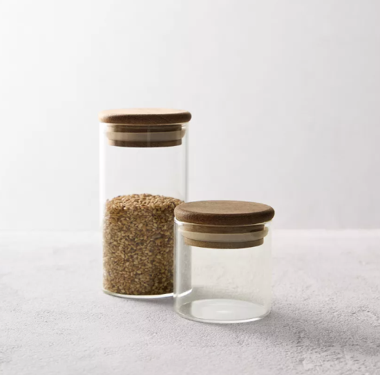 GLASS AND WOOD KITCHEN STORAGE